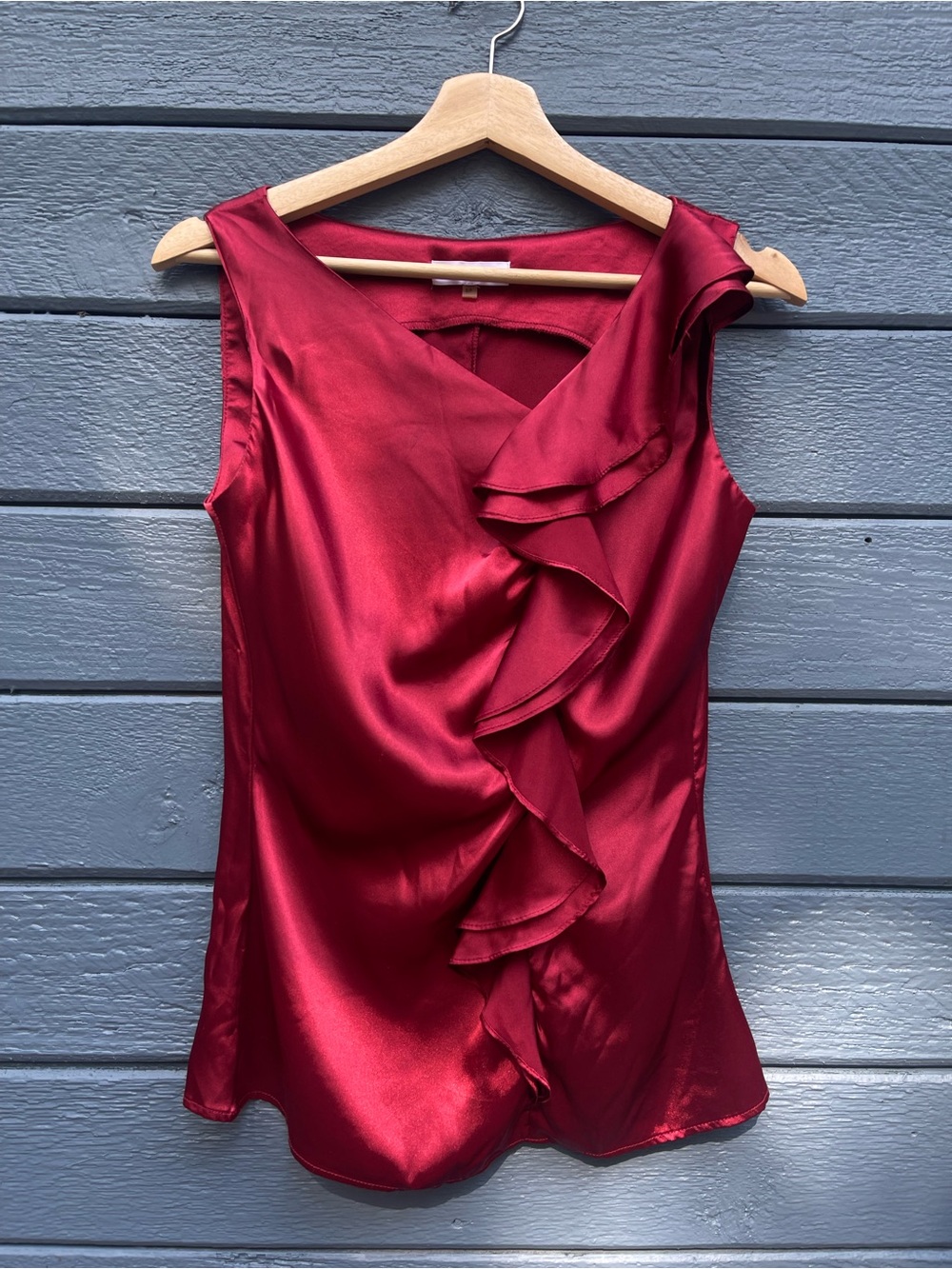 Calvin Klein Red Satin Ruffle Camisole